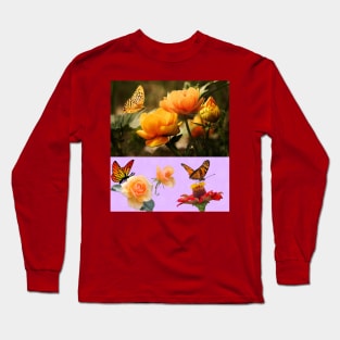 Butterfly Sucking Rose Long Sleeve T-Shirt